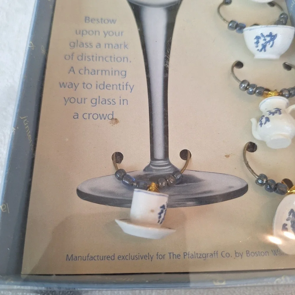 NEW Pfaltzgraff Yorketown Set of 6 Wine Glass Markers Wine Glass Charms NIB